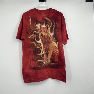 Phoenix Wolf Classic Graphic Cotton T-Shirt Large Red